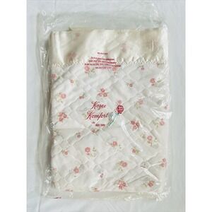 Vtg‎ KOZEE KOMFORT Satin Edge Baby Quilt Pink Roses & Blue **small Flaws